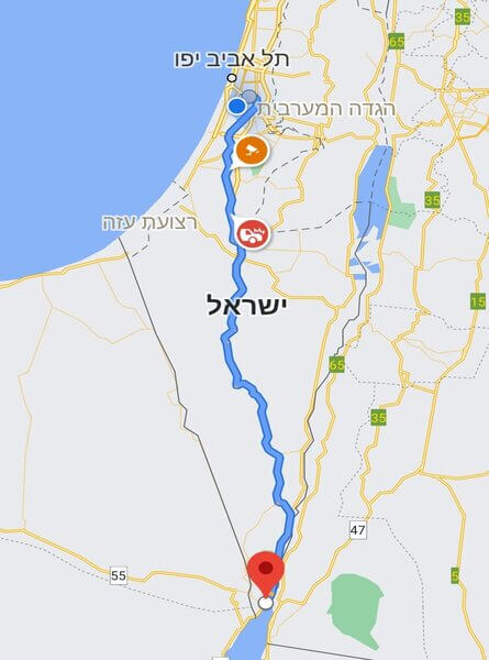 מחיר מונית מנתבג לאילת